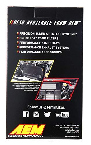 AEM 21-2039DK Clamp-On Universal DryFlow Air Filter: Round Tapered; 3 in (76 mm) Flange ID; 9.25 in (235 mm) Height; 6 in (152 mm) Base; 5.125 in (130 mm) Top