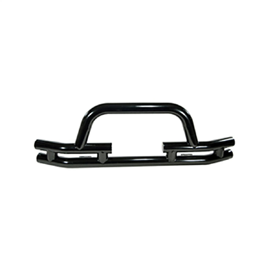 Rugged Ridge Front Dual Tube Bumper | Mid-Width w/ Hoop, Winch Ready, Steel, Black | 11560.03 | Fits 1976-1986 Jeep CJ; 1987-2006 Jeep Wrangler YJ/TJ