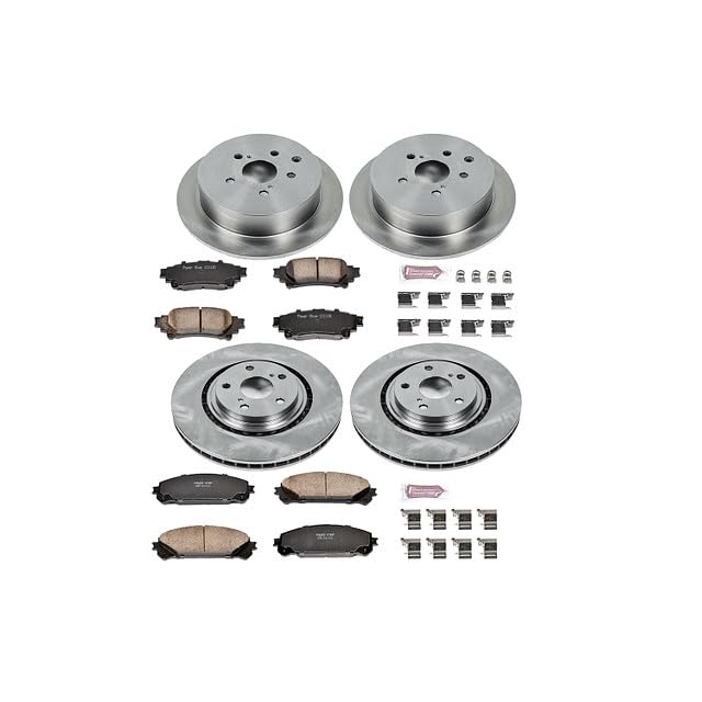 Power Stop Brake Kit For 2010-2015 Lexus RX350 RX450h, 2014-2019 Highlander Toyota, 2011-2020 Sienna - Front and Rear Replacement Brake Rotors & Ceramic Brake Pads, KOE5828