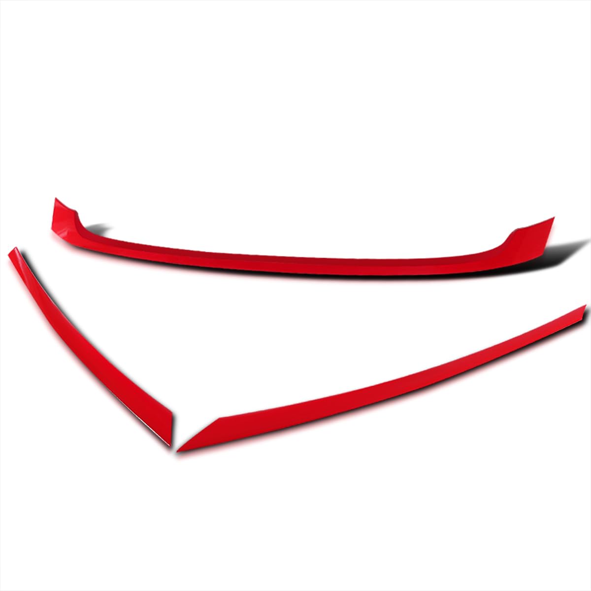 JDM Spec-D Tuning Red Front Grille Trim Cover Garnish 3PC Compatible with 2016-2018 Honda Civic FK8