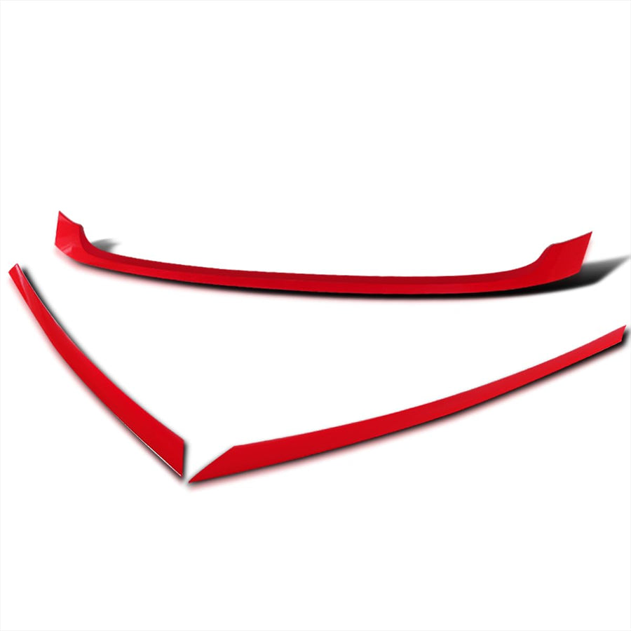 JDM Spec-D Tuning Red Front Grille Trim Cover Garnish 3PC Compatible with 2016-2018 Honda Civic FK8