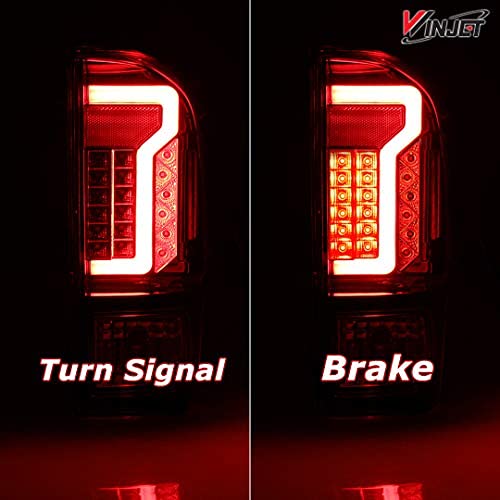Off Road Series Winjet LED Tail Lights Assembly with Turn Signal for 2016-2022 Toyota Tacoma, Plug and Play, Black/Clear, 1 Pair
