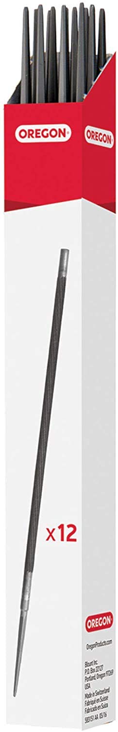 Oregon Professional Chainsaw Chain Sharpening 5/32" (4.0 mm) Round Files to Sharpen 1/4", 3/8" Low Profile Saw Chains, 12 Pack (70504)