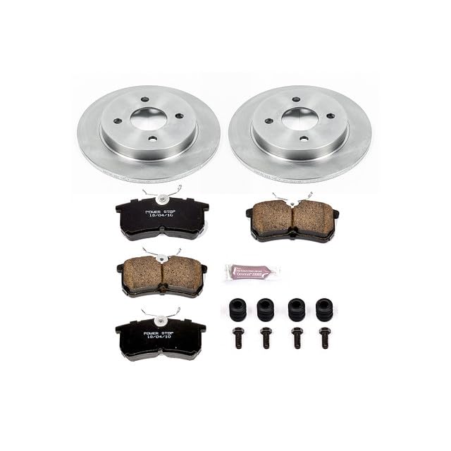 POWERSTOP Autospecialty KOE1363 Rear Replacement Brake Kit-OE Brake Rotors & Ceramic Brake Pads For Ford Fiesta 2014-2019, Ford Focus 2001-2007 [Model Specific]