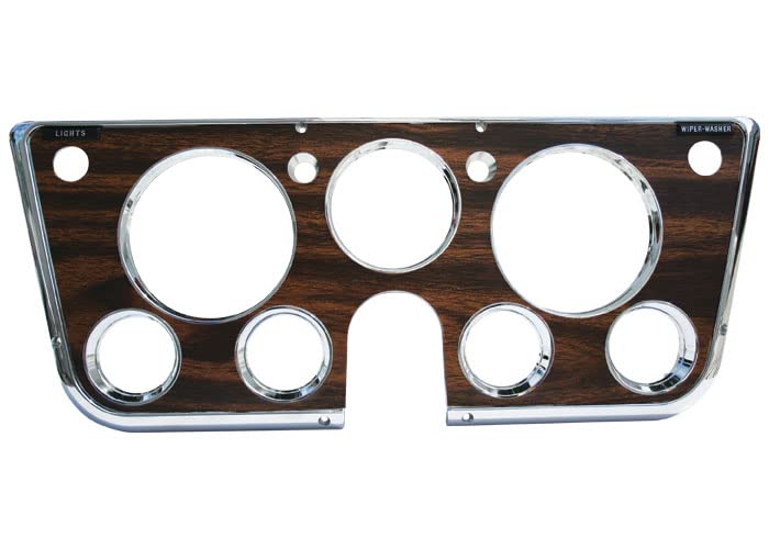 INST305 Brothers Trucks Instrument Bezel - 7 Hole w/Gauges - Chrome/Woodgrain
