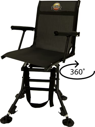 Rhino Outdoors Deluxe RC-009 Adjustable Hunting Chair with 360° Swivel Seat, Black