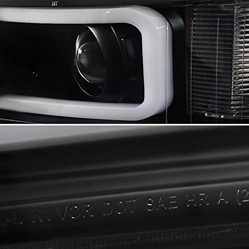 Black LED Tube Projector Headlights SPEC-D TUNING Compatible with 2007-2013 Chevy Silverado 1500, 2007-2014 Chevy Silverado 2500HD / 3500HD, Left + Right Pair Headlamps Assembly