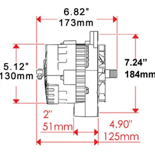 Alt GM CS130 Powermaster Natural 140A 6 grv Pulley Str MTG 7.24" 1-Wire or OE Hookup
