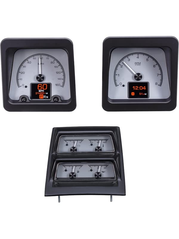 Dakota Digital HDX-69C-CAC-S Analog Dash Gauge System Compatible with 1969 Chevy Camaro with Console Gauges Kit Silver Alloy Style