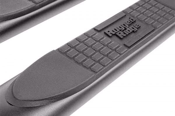 4-Inch Rugged Ridge Oval Side Step, Fine Textured Black; 2020-Current Jeep Gladiator JT