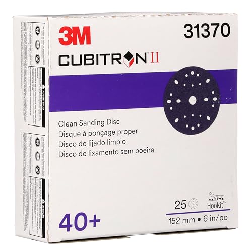 3M™ Cubitron™ II Clean Sanding Hookit™ Abrasive Disc, 31370, 6 in, 40+ grade, 25 discs per carton