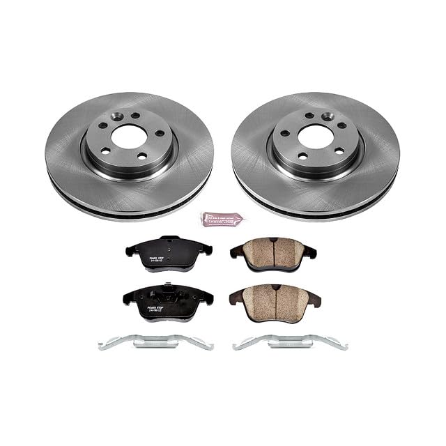 Power Stop KOE4700 Front Replacement Brake Kit-OE Brake Rotors & Ceramic Brake Pads For Volvo S60, S80, V60, XC70 [Model Specific]