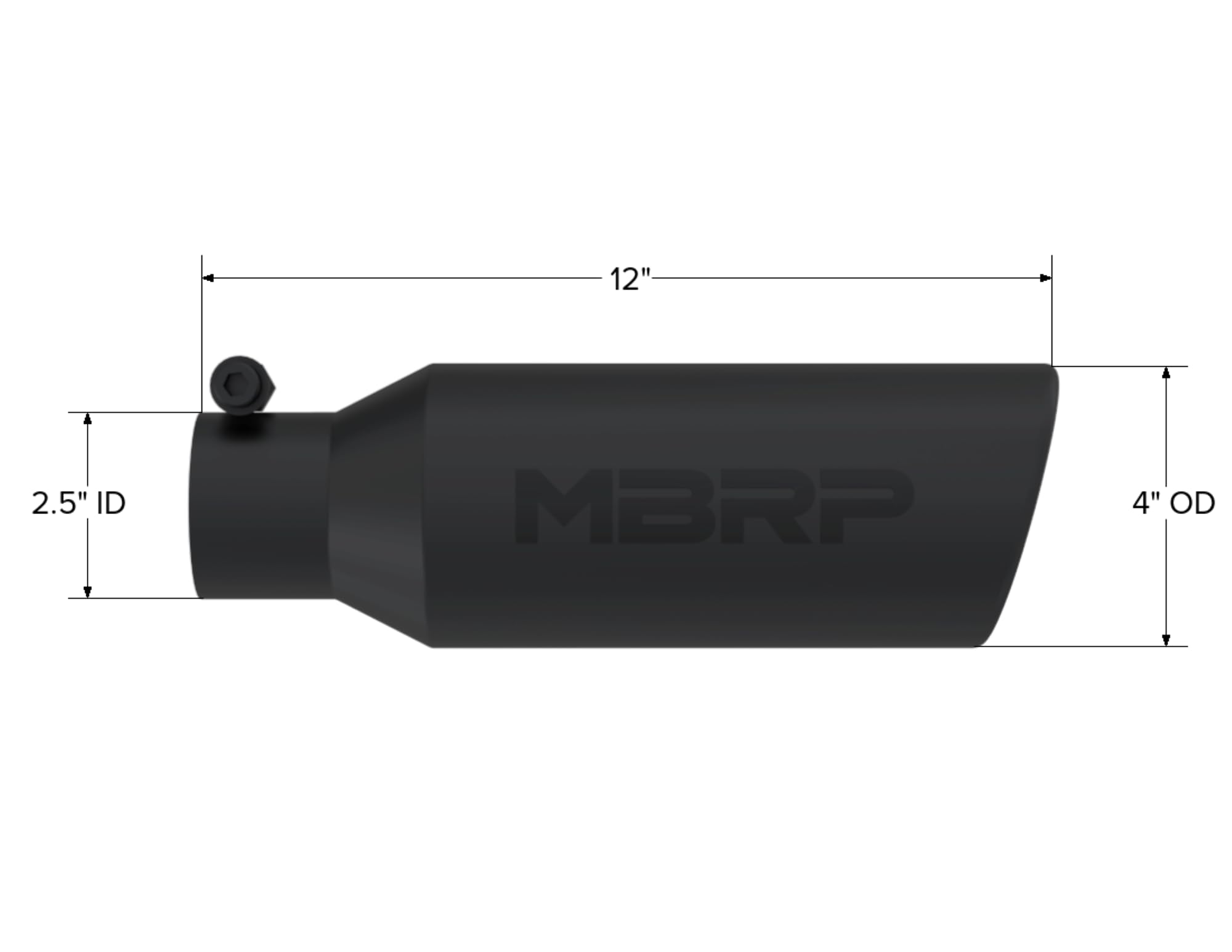 Black MBRP Angled Rolled End Tip (4" O.D., 2.5" Inlet, 12" Length)
