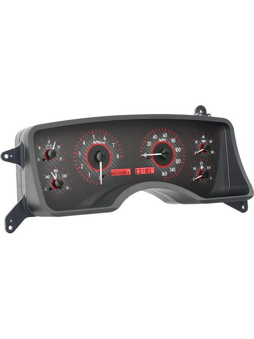 90-93 Ford Mustang Dakota Digital Analog Dash Gauge Carbon Fiber Red VHX-90F-MUS-C-R