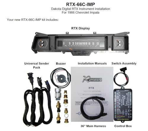 Dakota Digital RTX Gauge Instrument System RTX-66C-IMP-X Compatible with Chevy 1966 Caprice/Impala