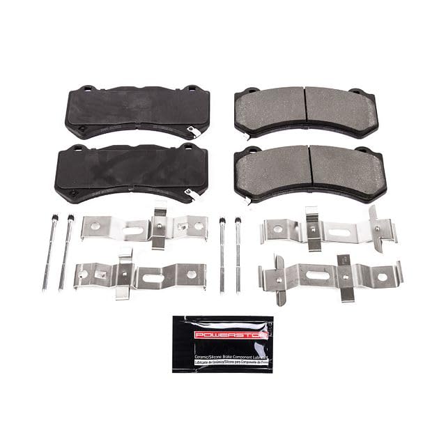 Power Stop Z23-1405 Carbon-Fiber Ceramic Front Brake Pads with Hardware For Cadillac ATS CTS | Chevy Camaro Corvette | Dodge Challenger Charger Durango | Jeep Grand Cherokee [Application Specific]