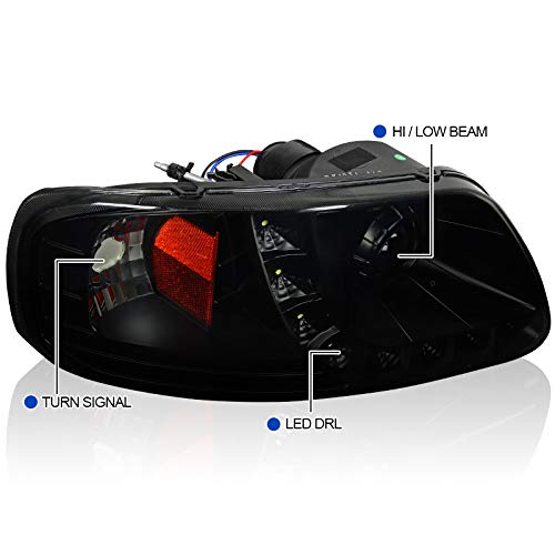 1997-2004 Ford F-150 / Expedition 1997-2002 Projector Headlights w/ SMD LED Light Strip (Black Housing/Smoked Lens) (Not compatible on 1997 F-150 models with production dates between 06/01/1996 to 07/01/1996)