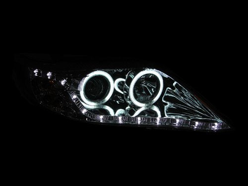 Chrome Halo Projector Headlight Anzo USA 121441 with Clear Lens and Amber Reflector for Toyota Camry