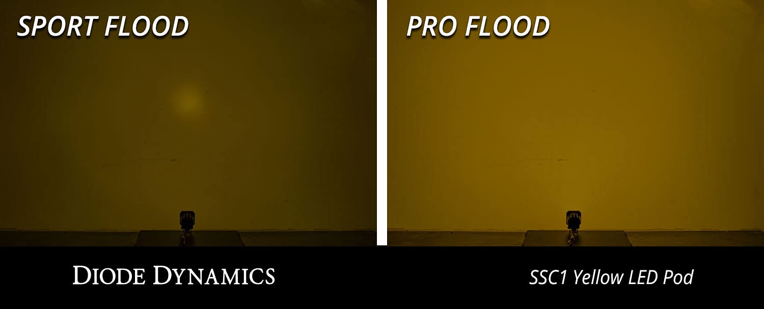 Diode Dynamics SSC1 Yellow Pro Flush Mount LED Pod (one), Flood w/Amber Backlight