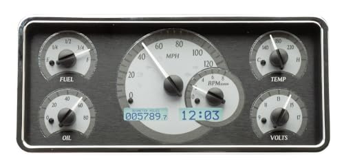 Dakota Digital VHX-63J-WAG-S-W Analog Dash Gauge System with Jeep 1963-72 Wagoneer & J Trucks, 1967-72 Jeepster Commando, Silver Alloy Style, White Backlighting