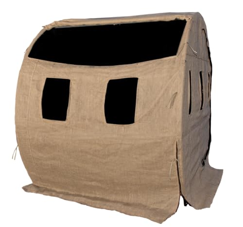 Bale Blind Muddy | 82" W x 64" L x 73" H Durable Outdoor Hunting Ground Blind Covered with Black-Backed Water-Resistant Denier Fabric + Burlap | 11 Windows with Adjustable Bungees