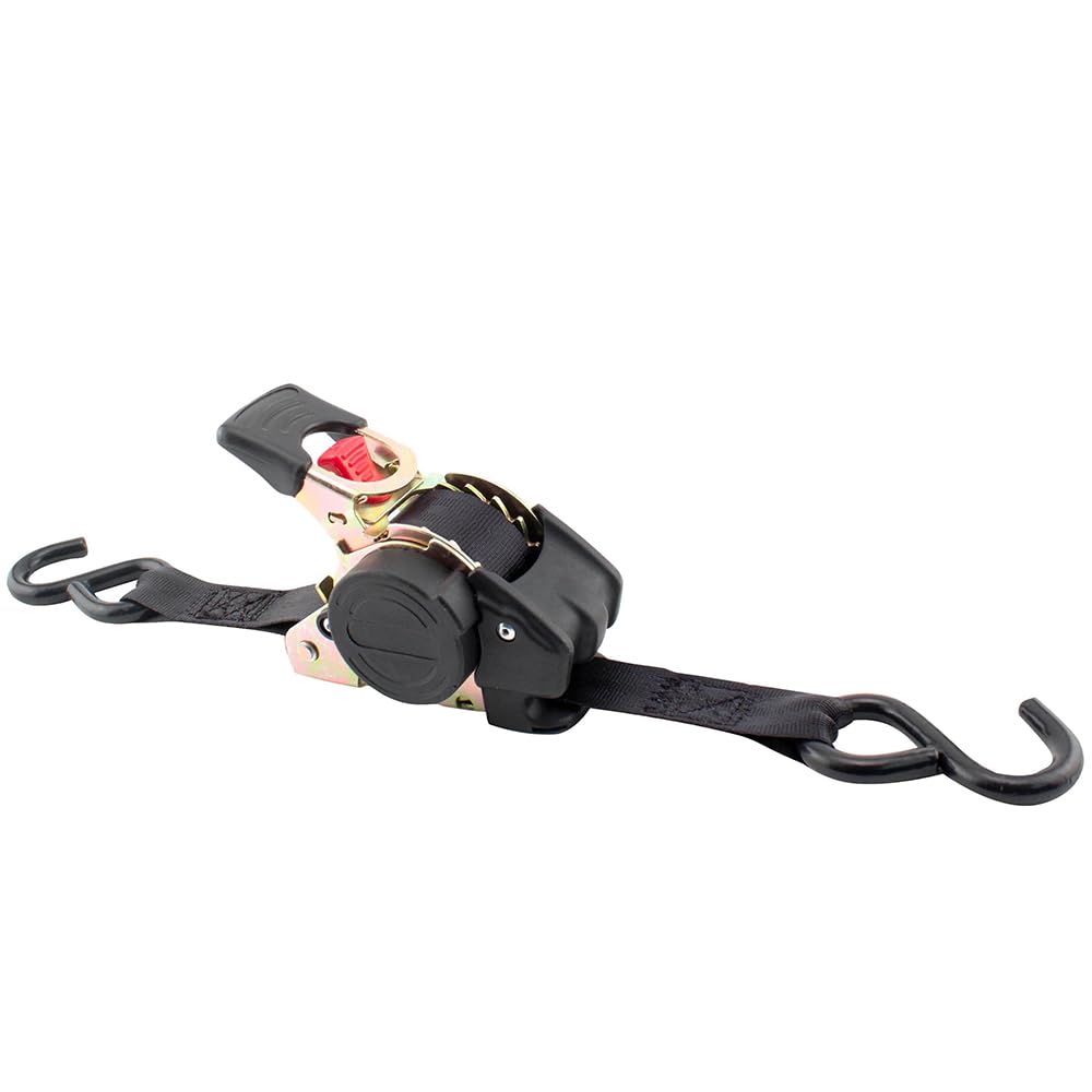 Pro Series Erickson 1in x 6ft Black Retractable Ratcheting Tie-Down Straps, 1500 lb Load Capacity, Pack of 2