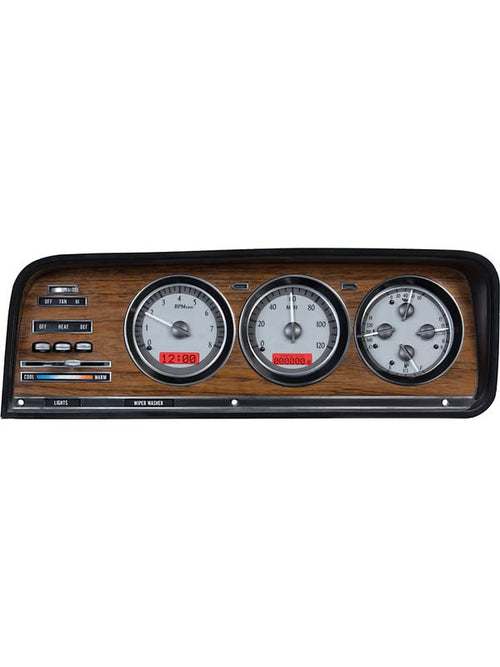 Dakota Digital 73-85 Jeep J-Trucks Wagoneer Analog Dash Gauge System Silver Alloy Red VHX-73J-WAG-S-R