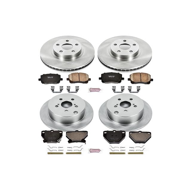 POWERSTOP Autospecialty KOE2317 Front and Rear Replacement Brake Kit-OE Brake Rotors & Ceramic Brake Pads For Pontiac Vibe 2003-2006, Toyota Corolla 2005-2006, Matrix 2003-2007 [Model Specific]