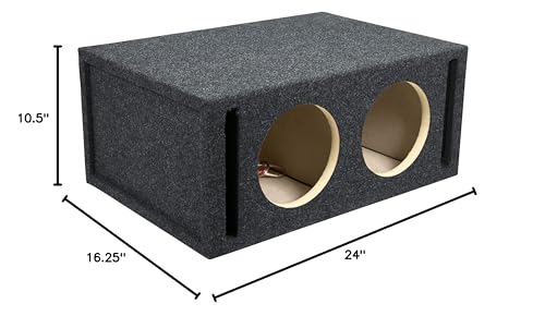 Atrend 8” Dual Vented-Divided Subwoofer Enclosure - Pro Audio Tuned Dual Subwoofer Boxes & Enclosures - Premium Subwoofer Box Improves Sound Quality & Bass