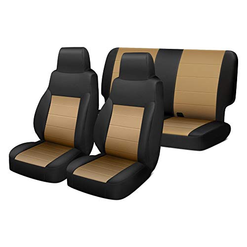 Seat Cover Kit, Black/Tan | Rugged Ridge | 13297.04 | Fits 2011-2018 Jeep Wrangler JKU 4-Door