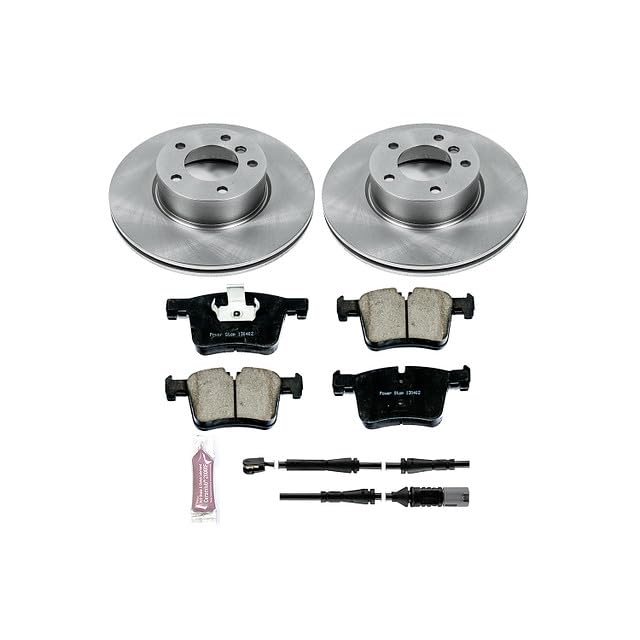 Power Stop KOE6743 Front Replacement Brake Kit-OE Brake Rotors & Ceramic Brake Pads and 1 Sensor Wire Front