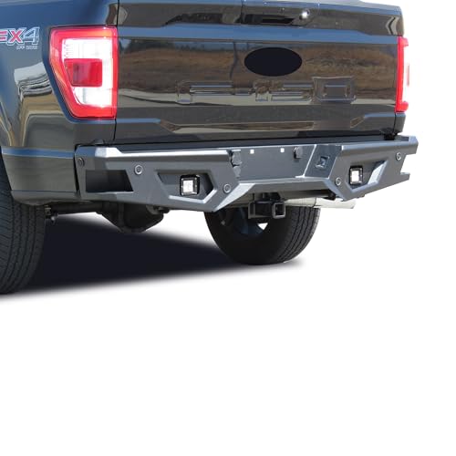 Heavy Duty Black Horse Armour Rear Bumper Matte Black Compatible with 2021-2025 Ford F-150|2022-2025 Ford F-150 Lightning-ARB-F121