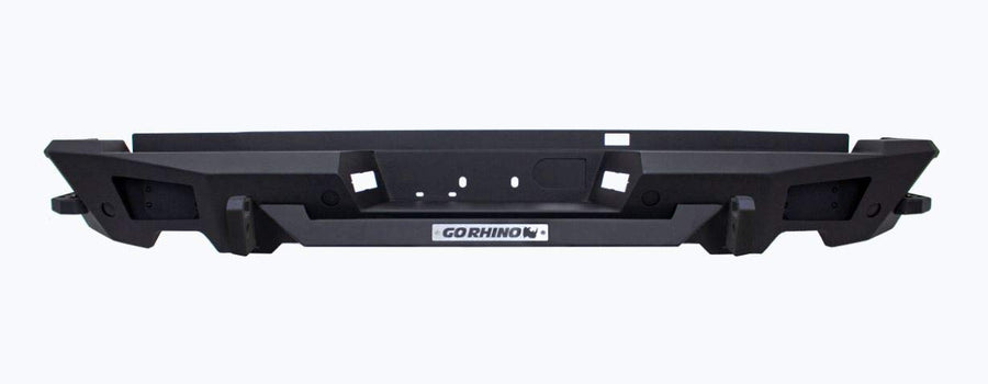 Rear Bumper Go Rhino BR20.5 | Mild Steel, Textured Black | 28130T | Fits 2019-2024 Ram 1500 (Compatible with Rear Back up sensors)