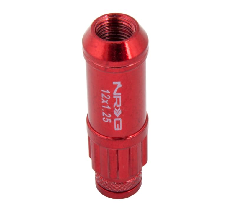 700 Series NRG M12 X 1.25 Steel Lug Nut w/Dust Cap Cover Set 21 Pc w/Locks & Lock Socket - Red