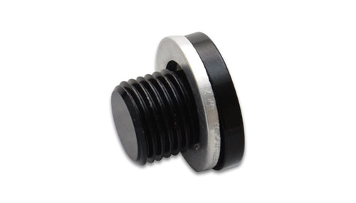 Fitting, Vibrant Power 16658 Plug, Male 8mm x 1.0, includes crush washer, Aluminum, Black Anodized, each