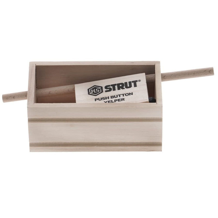 HS Strut HUNTERS SPECIALTIES Push Button Yelper Poplar Walnut Hand Tuned Compact Hunting Realistic Soft Clucks Purrs Tree Talk Wild Turkey Call Brown