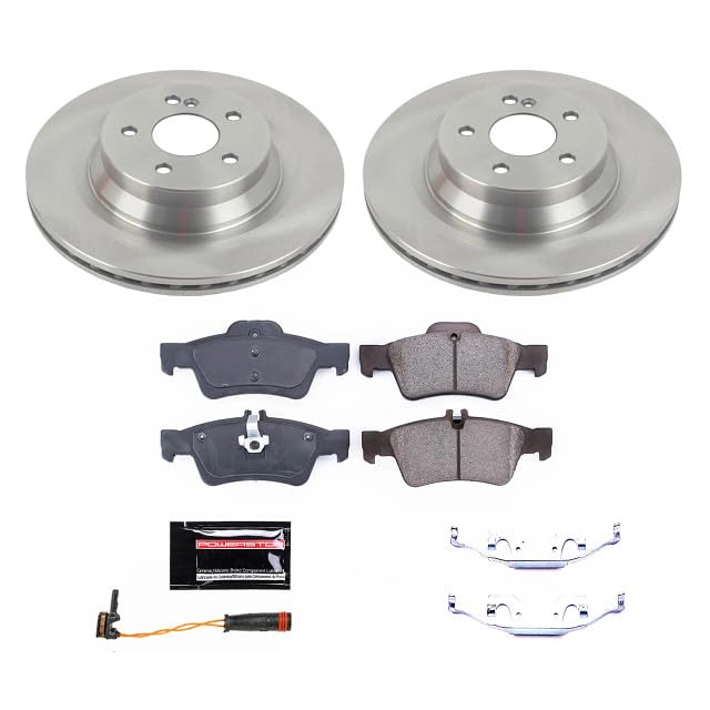 Power Stop KOE6881 Rear Replacement Brake Kit-OE Brake Rotors & Ceramic Brake Pads and 1 Rear Sensor Wire For Mercedes-Benz CLS550, E550 [Model Specific]