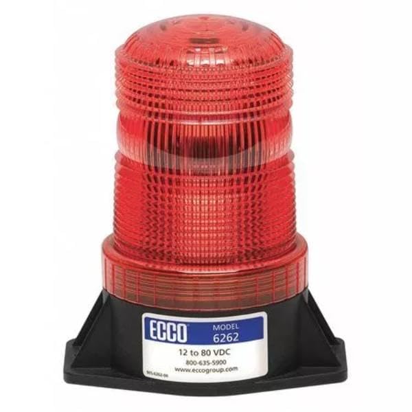 Ecco 6262r Safety Group Led Beacon: Medium Profile, 12-80vdc, Pulse8 Flash, Red