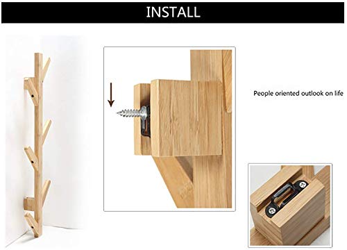 YIMJ Modern DIY Clothes Rack, Wooden Clothes Rack, Stand Hat, Scarves, Corner Hall Umbrella, Tree for Bedroom, Living Room, Office, Storage Shelf, Coffee, 8 Hooks