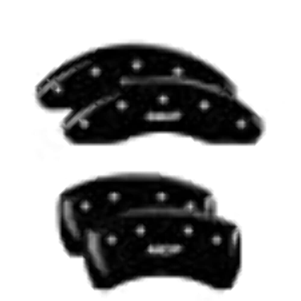 Caliper Covers MGP - Brake Caliper Covers Compatible with 2020-2025 Chevy Silverado 2500 HD, 2020-24 3500 HD - Powder-Coated Finish, 4 PCS Front and Rear (Black - MGP Engraving)
