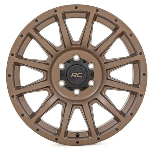 90 Series Rough Country 18x9 Off-Road Wheels for Trucks, Bronze Finish with Black Accent Bolts, One Piece Aluminum, Multi-Spoke Design Truck Rims (18 x 9 in, 8 x 170mm, -12 mm Offset)