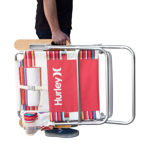 Hurley Beach Chair Mid-Height Wood Arm, One Size, Roman Stripe Berry Punch