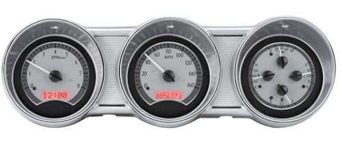 Dakota Digital VHX-62F-FAR-S-R Gauge System Analog Dash Compatible with 1962-63 Ford Fairlane, Silver Alloy Style, Red Backlighting