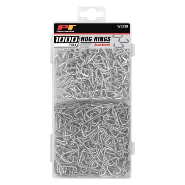 W5230 Performance Tool 1,000pc Steel Hog Ring for: Upholstery, fencing, craft, rope, bungee cords, bag closures, crab pots, furniture and much more