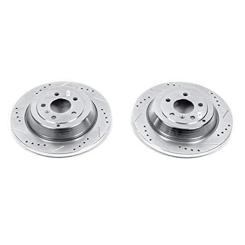 Rear POWERSTOP EBR677XPR Drilled & Slotted Rotor Pair For ML320, ML350, ML450, ML500, ML550, R320, R350, R500 [Model Specific]