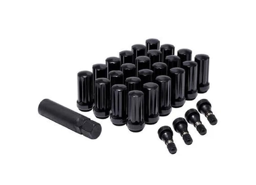 Lug Nut Kit ProComp Alloys 16104B 14 x 2 HT Spline 6 Lugs Black w/Val Stem