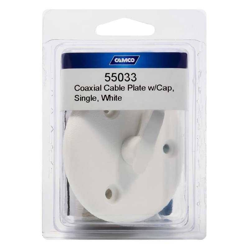 Single Coaxial Cable Plate w/Cap, White