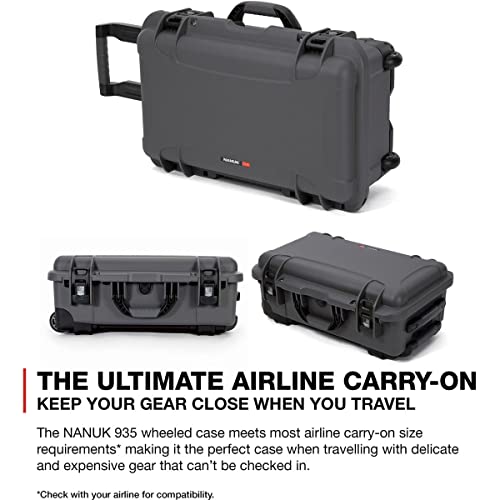 Lightweight Media Series 935 Waterproof Wheeled Hard Case with Lid Organizer and Foam Insert for Canon and Nikon DSLR Cameras, Graphite