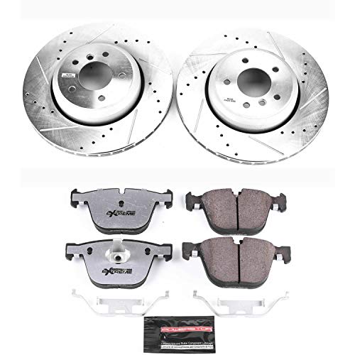 Power Stop K2940-26 Z26 Carbon Fiber Brake Pads Rear with Drilled & Slotted Brake Rotors Kit For BMW 535i, BMW 545i, BMW 550i, BMW 645Ci, BMW 650i [Model Specific]