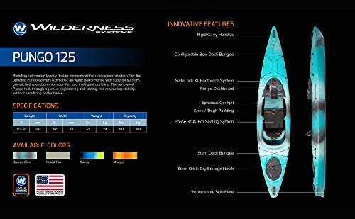 Pungo 125 Wilderness Systems | Sit Inside Recreational Kayak | Features Phase 3 Air Pro Comfort Seating | 12' 6" | Galaxy